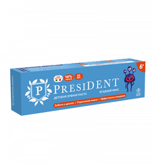зубная паста детская PRESIDENT 6+ Ягодный микс (50 RDA) 43 г